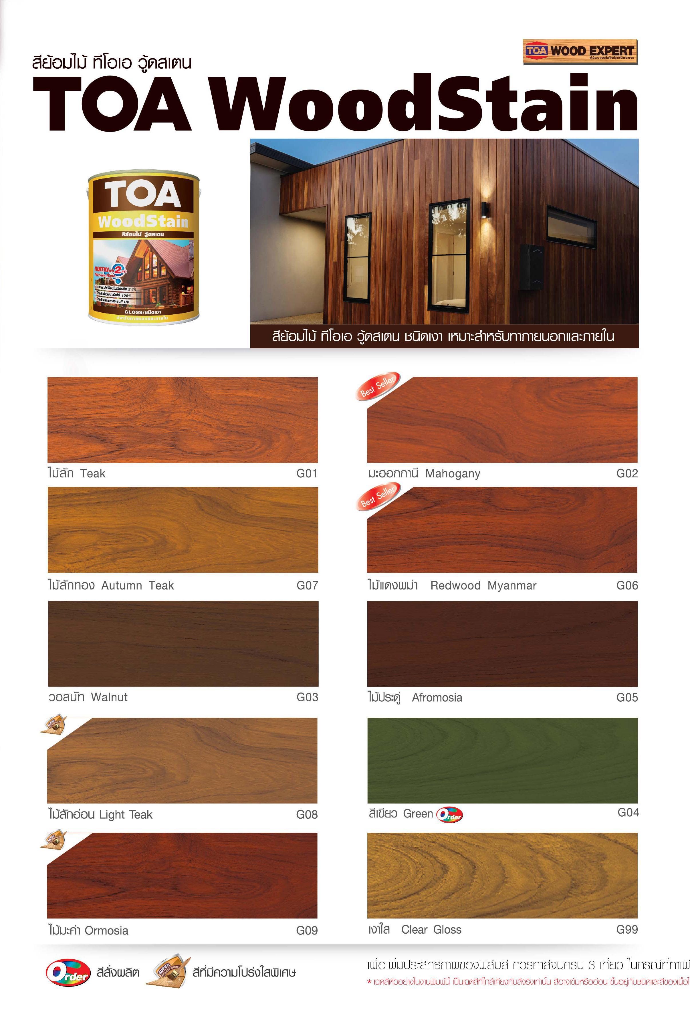 สีย้อมไม้ ทีโอเอ วู้ดสเตน ชนิดเงา # สีเบอร์ / Toa WoodStain Gloss