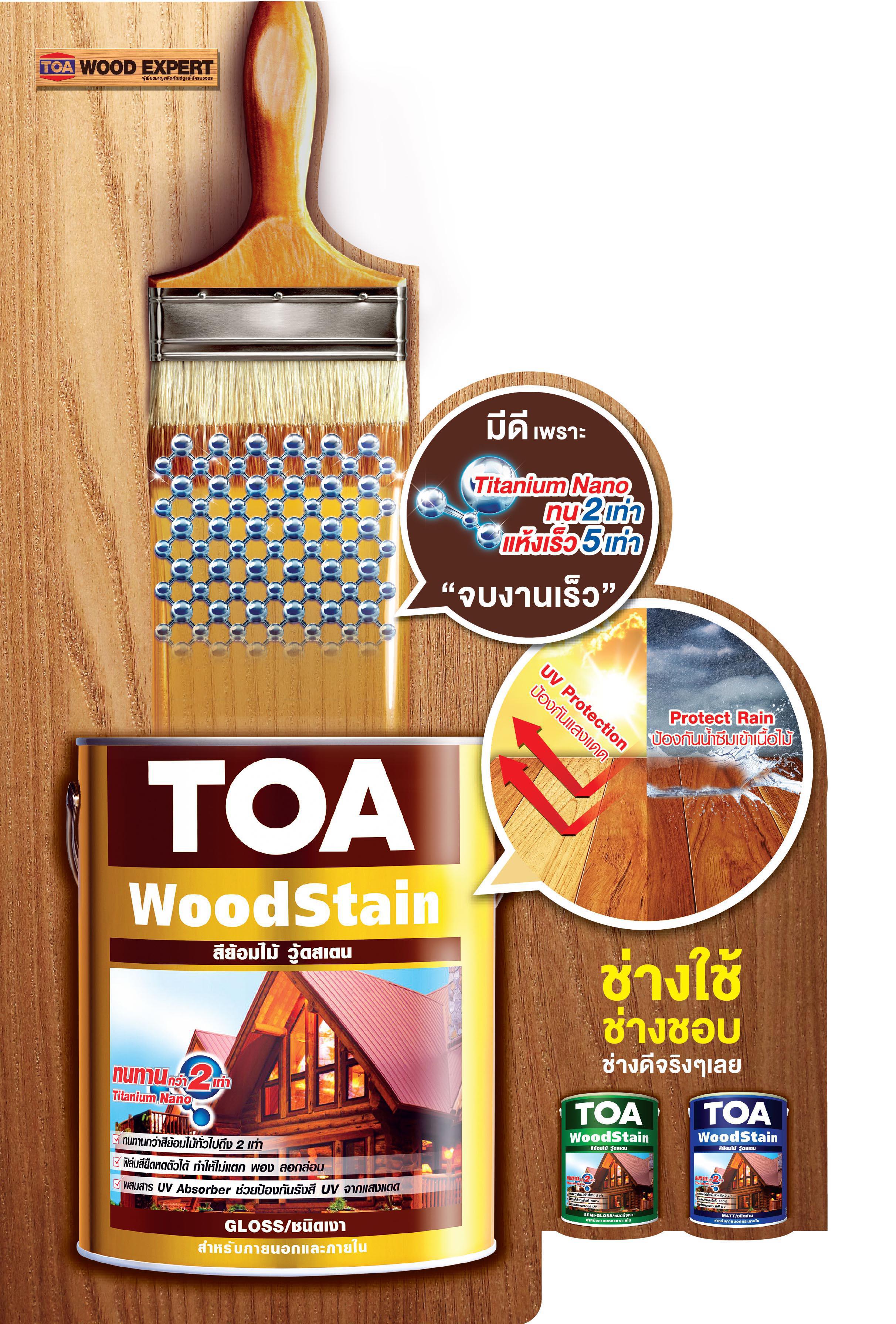 สีย้อมไม้ ทีโอเอ วู้ดสเตน ชนิดเงา # สีเบอร์ / Toa WoodStain Gloss