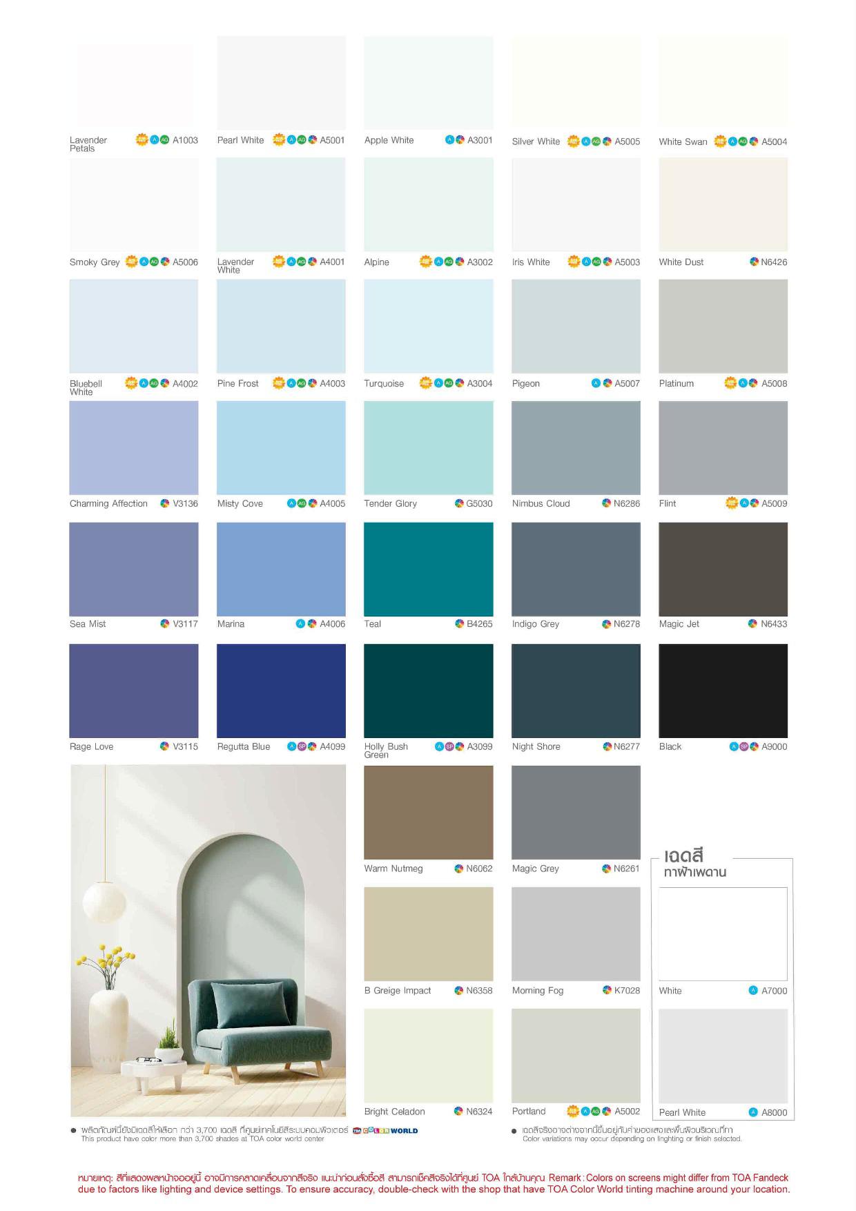 โฟร์ซีซั่น #A1000 สีน้ำอะคริลิคชนิดด้าน สำหรับภายใน / Toa 4Seasons Matt for Interior